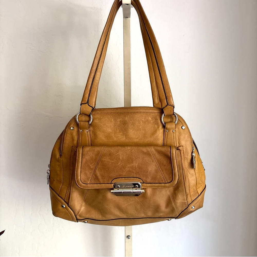 Makowsky Large Tan Authentic Leather Shoulder Bag